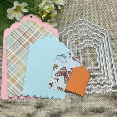 Imagem de LZBRDY Matrizes de corte para molduras, modelo de design de fundo para álbuns, cartões comemorativos, fotos de álbuns, artesanato de papel DIY, cartolina (6 peças de moldura básica 12,2 x 8,6 cm)