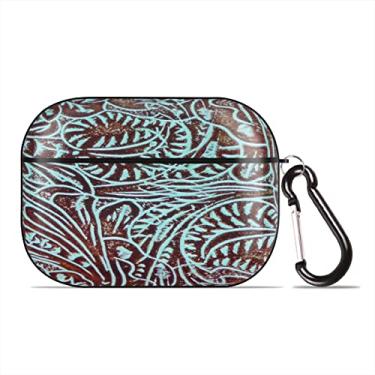 Imagem de Capa para AirPods Pro Country azul-petróleo marrom ocidental rústico trabalhado cowboy capa de proteção de corpo inteiro fone de ouvido capa dura PC