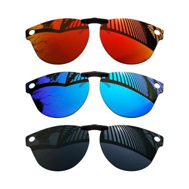 Imagem de MYCOURAG 3 pares de lentes polarizadas com proteção UV para óculos de sol Ray-Ban Meta Headliner RW4009-50 - preto sólido + azul gelo + vermelho fogo