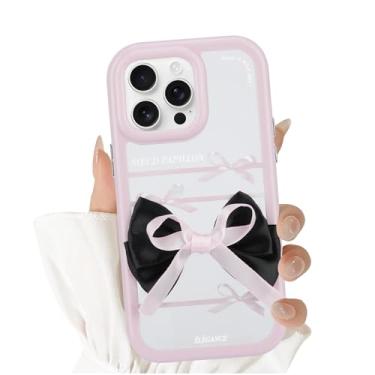 Imagem de BOWIICV Capa de celular Bow para iPhone 16, laço de fita de seda 3D, capa protetora à prova de choque de TPU macio, capa transparente estética para mulheres e meninas