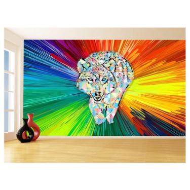 Imagem de Papel De Parede Animais Pop Art Lobo Colorido 3,5M Pxa595 - Você Decor