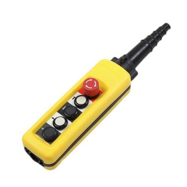 Imagem de VUBBJCRS XAC-A4713 Caixa de guindaste tipo guindaste tipo guindaste de controle de botão de guindaste para elevação para cima para baixo esquerda direita parada de emergência amarela