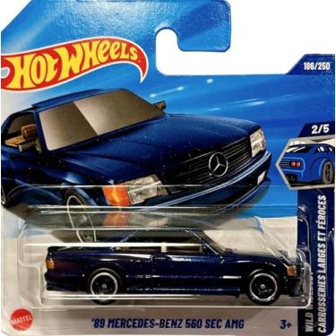 Imagem de Hot Wheels - '89 Mercedes-Benz 560 SEC AMG - Wild Widebody 2/5 - Dark Blue Luxury Coupe in 1:64 Scale, Officially Licensed Mercedes Model - Mattel 2025 (186/250) - 1:64