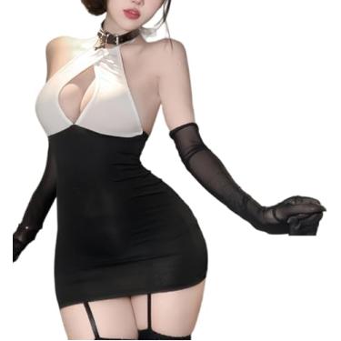 Imagem de SINROYEE Lingerie sexy de cosplay para mulheres, uniforme de secretária, fantasia de professor, vestido de professor, body babydoll (5, M)