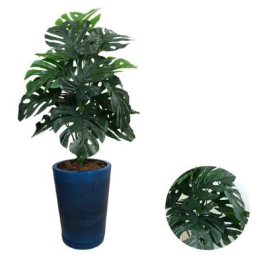 Imagem de Planta Artificial Costela De Adão Com Vaso Marmorizado - - PlantaImpor