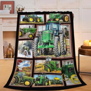 Imagem de Cobertor de trator de lã macia de lã para caminhões agrícolas, cobertores aconchegantes e felpudos, animais de pelúcia, presentes para mulheres, meninas, meninos, crianças, adultos, 101 x 127 cm