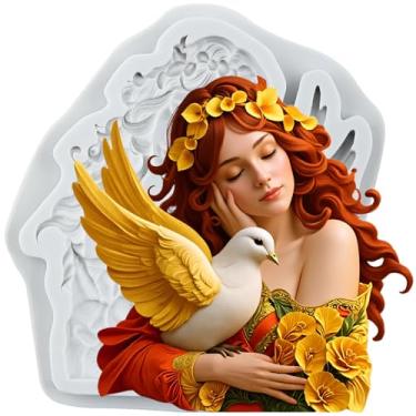 Imagem de MYPRACS Molde de silicone para fondant de pombo de flor para decoração de bolo de açúcar, topo de cupcake, pasta de goma de chocolate, argila de polímero