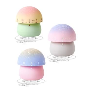 Imagem de UULANFA Temporizador mecânico sem bateria - Temporizador de cozinha multifuncional, escritório, design compacto de plástico de 92 g (verde, rosa e cinza)