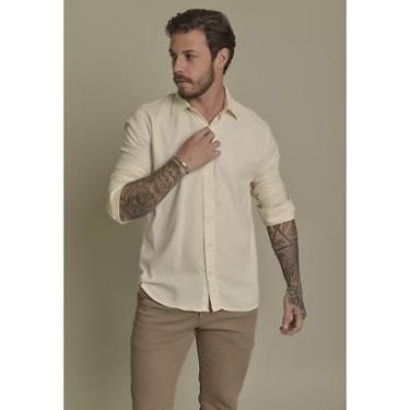 Imagem de Camisa Social de Linho Masculino Cor Bege Dialogo Jeans-Masculino