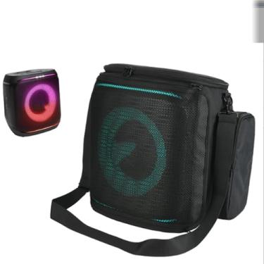 Imagem de YUULNMOP Capa protetora contra poeira para JBL Partybox Encore 2, bolsa de ombro, capa de alto-falante portátil com alças ajustáveis e bolsos para acessórios