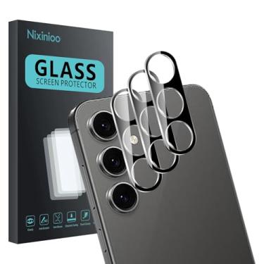 Imagem de Nixinioo Pacote com 3 protetores de lente de câmera para Samsung Galaxy S24 Fe, vidro temperado, antiimpressões digitais, dureza 9H, resistente a arranhões, fácil de instalar, sem bolhas, clareza HD