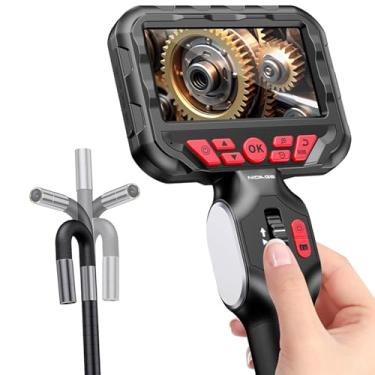 Imagem de NIDAGE Câmera de endoscópio articulado bidirecional com luz, boroscópio industrial com câmera de inspeção articulada de cobra de 0,6 cm, câmera flexível de fibra óptica para mecânica de aeronaves
