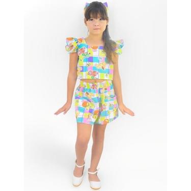 Imagem de Conjunto Infantil Inspirado nos Livros para Colorir Verde Neon - Blusa