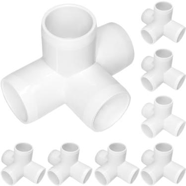 Imagem de Encaixe de tubulação de PVC de 4 vias de 2,5 cm, estrutura de estufa, resistente, conectores de móveis, conexão de barraca (pacote com 8)