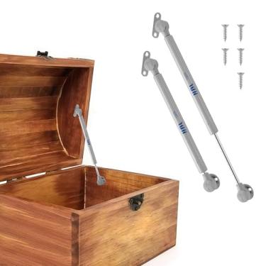 Imagem de Pacote com 2 dobradiças para caixa de brinquedos HBL' Soft Close – Dobradiças de mola a gás 150N para tampas pesadas curvas, redondas e planas para fechar lentamente