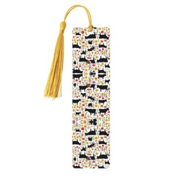 Imagem de Cattle Farm Sanctuary – Conjunto de 5 peças de madeira com borlas, madeira natural para livros e diários, presente para amantes de livros.