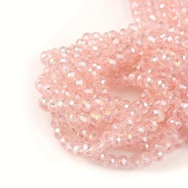 Imagem de 160 peças de contas de vidro com contas planas facetadas em forma de roda acessórios DIY, joias, decoração de roupas, contas de vidro, rosa