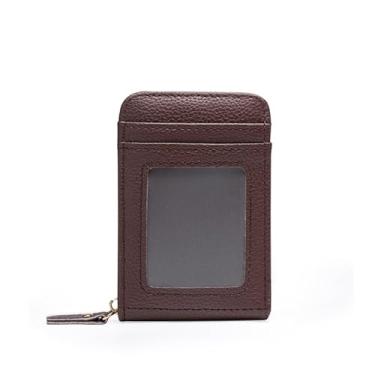 Imagem de Carteira com porta-cartões acordeão – Porta-moedas de grande capacidade com padrão de lichia, 9 compartimentos para cartão, identidade multiuso e organizador de moedas, Marrom escuro, Cosmetic_case