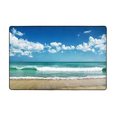 Imagem de Zeraoke Tapetes de areia para sala de estar de 1,1 x 1,8 m, tapete macio e moderno, tapetes antiderrapantes e felpudos para decoração de casa, tapete lavável para quarto, jantar, dormitório, quarto de