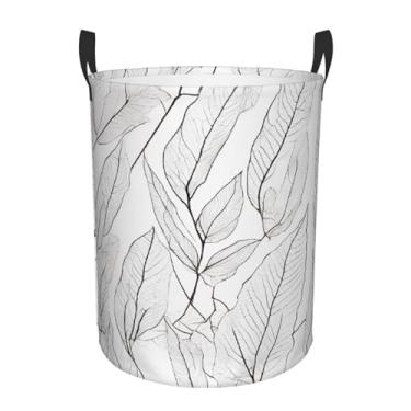 Imagem de Cesto de lavanderia redondo com estampa de manjericão e alecrim - cesto de tecido de camada única com alças, Oxford resistente à água para organização de quarto e banheiro. Médio