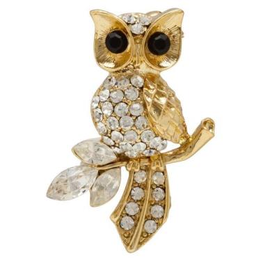 Imagem de Broche Strass Coruja BRG0045 - Akasaki, Dourado