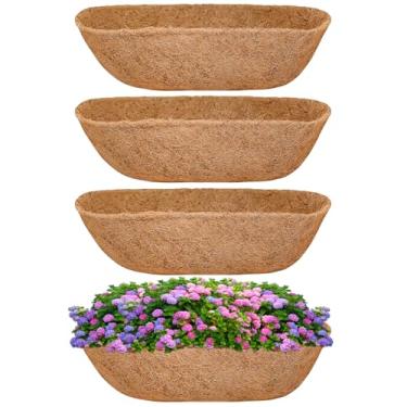Imagem de Hatatool Pacote com 4 forros de coco de 61 cm para plantadores, forros de coco substituíveis para caixa de janela, parede, peitoril de janela, cerca de trilho, caixa de plantação, varanda, pátio