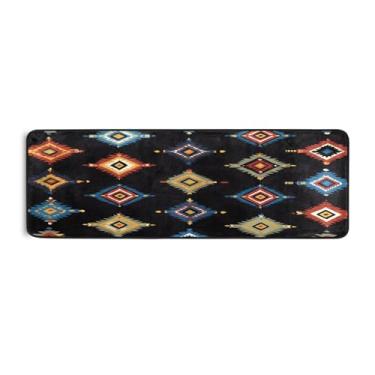 Imagem de Qilmy Tapete colorido estilo nativo americano 183 x 61 cm, antiderrapante, antifadiga, confortável, tapetes longos, para quarto, sala de estar, banheiro, corredores, entrywa331