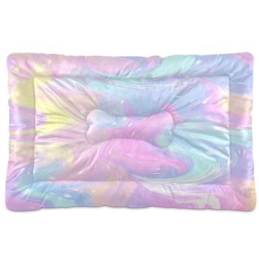 Imagem de Wassud Cama de cachorro pequena lavável com padrão de mármore abstrato, tapetes para cães pequenos, tapete portátil macio para animais de estimação, cama antiderrapante para cães e gatos, almofada