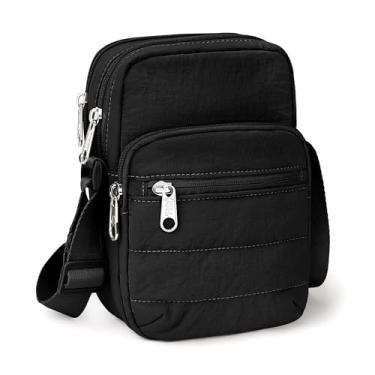 Imagem de KALIDI Bolsa transversal para cartão feminina, bolsa de telefone com zíper RFID slots para cartão bolsa de ombro bolsa tiracolo acolchoada bolsa de viagem, Cinza preto, 5.9 x 8.3 x 2.2 inches