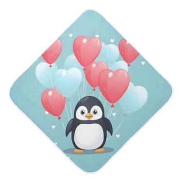 Imagem de Toalhas de bebê com capuz ultra macias absorventes toalhas de banho de algodão de musselina de pinguim fofo para bebês recém-nascidos 76 x 76 cm