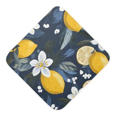 Imagem de STAYTOP Toalhas de bebê com capuz de musselina de limão e flores, toalha de banho super macia, toalhas de banho absorventes para banho recém-nascido unissex 76 x 76 cm