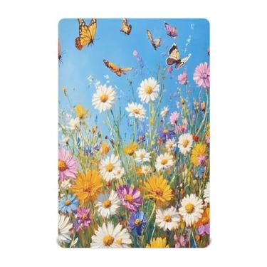 Imagem de STAYTOP Lençol de berço colorido de flores silvestres para meninos e meninas, lençol com elástico para berço padrão e colchão infantil, de microfibra supermacia, 99 × 69 × 5 cm