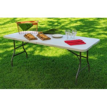 Imagem de Mesa Dobrável Tipo Maleta Prática E Durável 180cm Branca - Xway, Branc