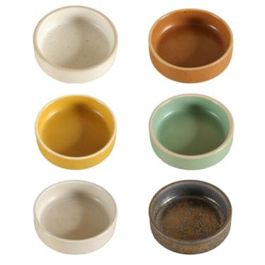 Imagem de Pacote com 6 tigelas de grés estilo japonês | Conjunto de mini tigelas pequenas de cerâmica para maionese, condimentos, charcutaria, sobremesa | Conjunto de mini tigelas para forno, micro-ondas e