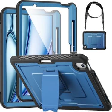 Imagem de Miimall Capa para iPad Air 11 polegadas M3 2025/M2 2024 suporte de lápis e alça transversal, capa completa com suporte, protetor de tela, capa rígida resistente para PC + PET capa para iPad Air11 Kids