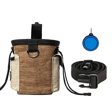 Imagem de Bolsa de Petiscos para Treinamento Cães Pequenos com Tigela Plegável isca Pet Grande Capacidade Cintura que Transporta Facilmente Ração e Recompensas Dispenser Sacos Cocô Cinto Ajustável Multiuso Pass