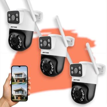 Imagem de Kit 3 Câmeras Jortan Wifi Lente Dupla Externa Visão Noturna