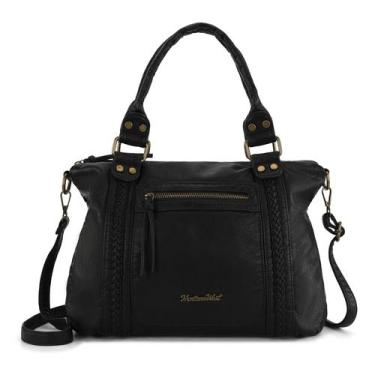 Imagem de Bolsa Hobo Montana West preta de couro macio lavado MWC-581BK