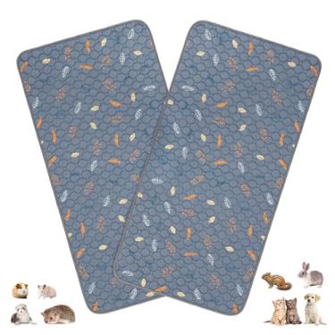 Imagem de 2 almofadas impermeáveis para xixi de porquinho-da-índia, forro reutilizável para gaiola de coelho de 119 x 61 cm, tapete lavável para gaiola de porquinho-da-índia, tapete absorvente para treinamento