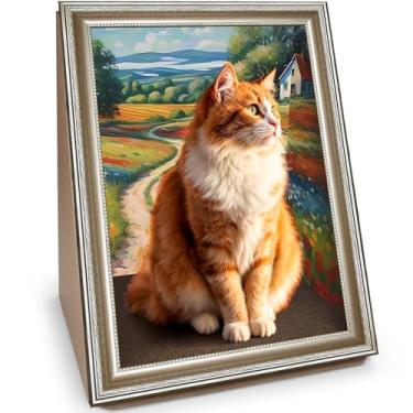 Imagem de Arranhador para gatos, arranhador com pintura a óleo, tábua de arranhar móveis, arranhador de papelão para gatos com moldura, almofada grande para arranhões e cama arranhadora, arranhador de papelão