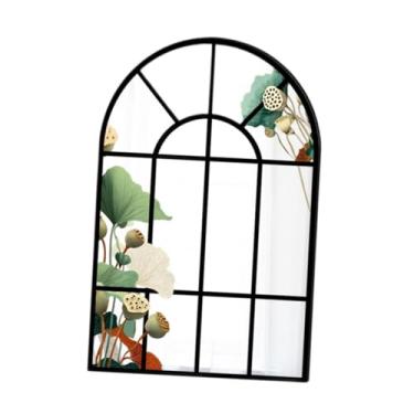 Imagem de XLWLLNJ Espelho de parede com janela arqueada, moldura preta com efeito de janela, espelho decorativo minimalista em acrílico para banheiro, C
