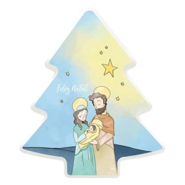 Imagem de Luminária Árvore de Natal Presépio Merry Christmas com Iluminação Suave