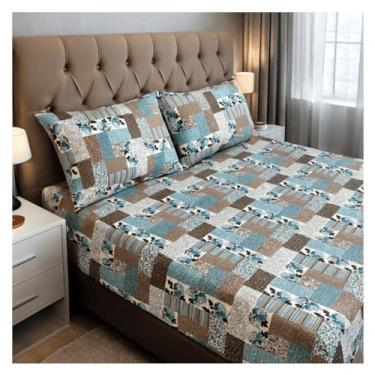 Imagem de Jogo Lençol Queen Size 3 Peças Estampado 150 fios C/Elástico e Fronha c/zíper Cama Box(Modelo - 5)