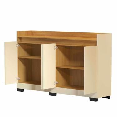 Imagem de Rack Aparador Buffet Cantinho Café Retrô Escritório Hall Entrada(4 PT - BRANCO)