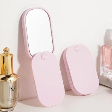 Imagem de CWPJUNDGP Espelho dobrável, espelho deslizante quadrado arredondado, espelho portátil, espelho pequeno de plástico de alta definição