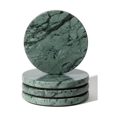 Imagem de SS Antiquity&Marble Conjunto de 6 a 3,5 porta-copos de mármore preto egípcio feito à mão - porta-copos de luxo para mesa de café, bar doméstico, cozinha e escritório - design de pedra natural com base