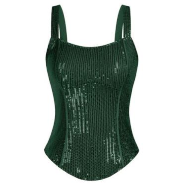 Imagem de Blusa de espartilho Bustier GRACE KARIN Sequin Shinning Green XS Femin