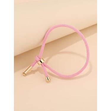 Imagem de Pulseira de cordão ajustável com detalhes dourados minimalista, corda da amizade, rosa/vermelho/preto/vinho, One Size, Poliéster Metal, Sem Pedra Preciosa