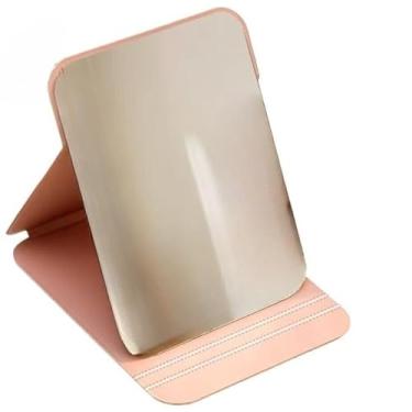 Imagem de Espelhos de Maquiagem Espelho de Maquiagem Dobrável Retrô com Case em Couro PU - Portátil para Bolsa e Viagens, 3 Tamanhos(ROSA,médio)