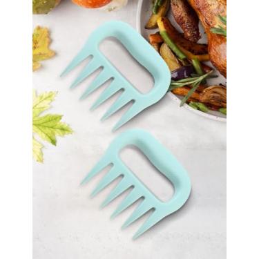 Imagem de 2 garras trituradoras de carne, garras de porco desfiadas e triturador de carne, ferramenta de trituração de frango resistente sólida para churrasco, defumador e garras de grelha (azul)